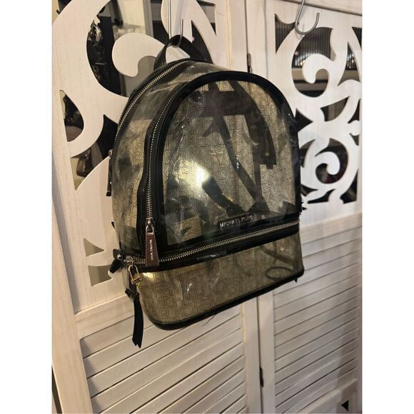 Clear pvc see through jelly MK MIchael Kors Rhea lg backpack bag purse knapsack - Picture 5 of 9